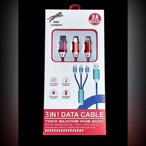 New 3 in 1 data cable fiber optic light up charging cord